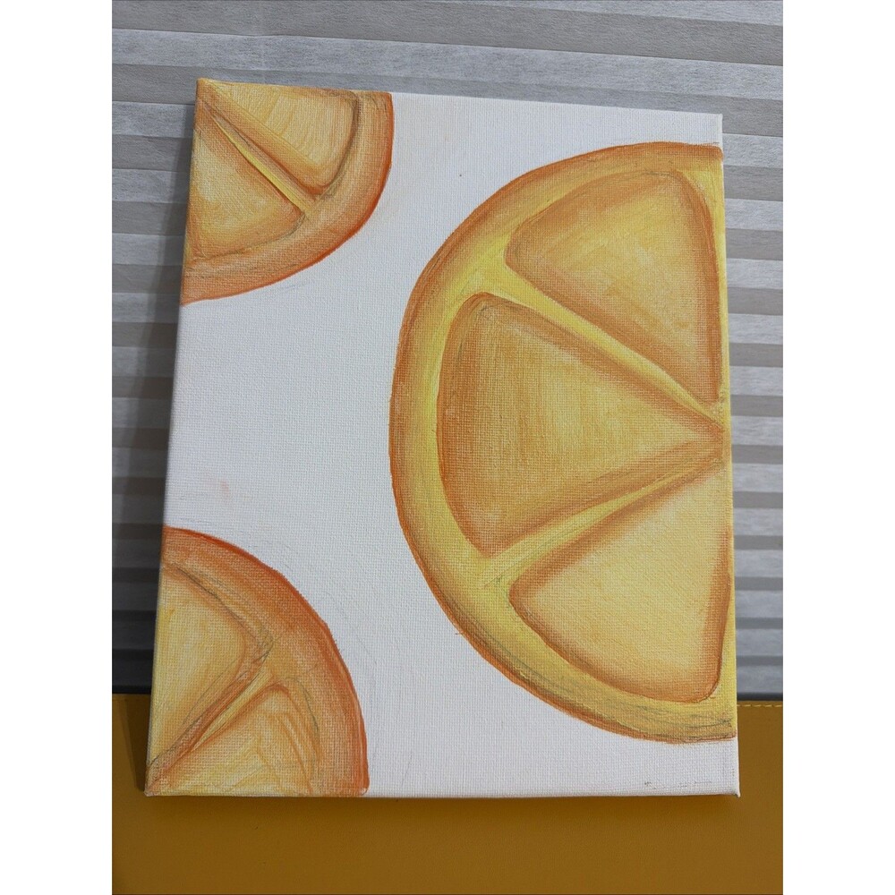 Abstract Lemon Fruit Painting on Canvas, Small Unframed Single Piece8-in x 10-in